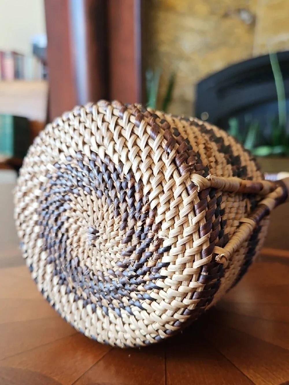 VTG Tohono O'odham Papago Native American Handled Coiled Basket Southwest Desert
